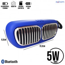 Caixa de Som Portátil Recarregável 5W RMS Bluetooth/Rádio FM/SD/USB BMW Exbom NBS-11 - Azul